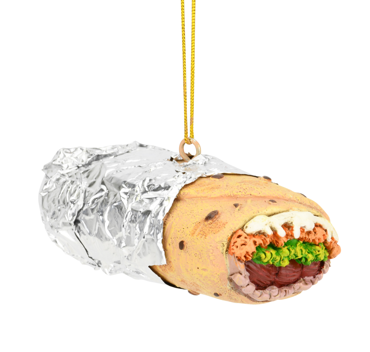 Burrito Wrapped in Tin Foil Food Christmas Ornament